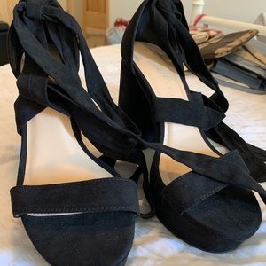 Black lace up heels